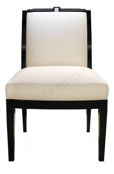 Chaise contemporaine Masque de femme, sans accoudoir Laque noir &amp; soie ivoire et Cristal incolore - Lalique